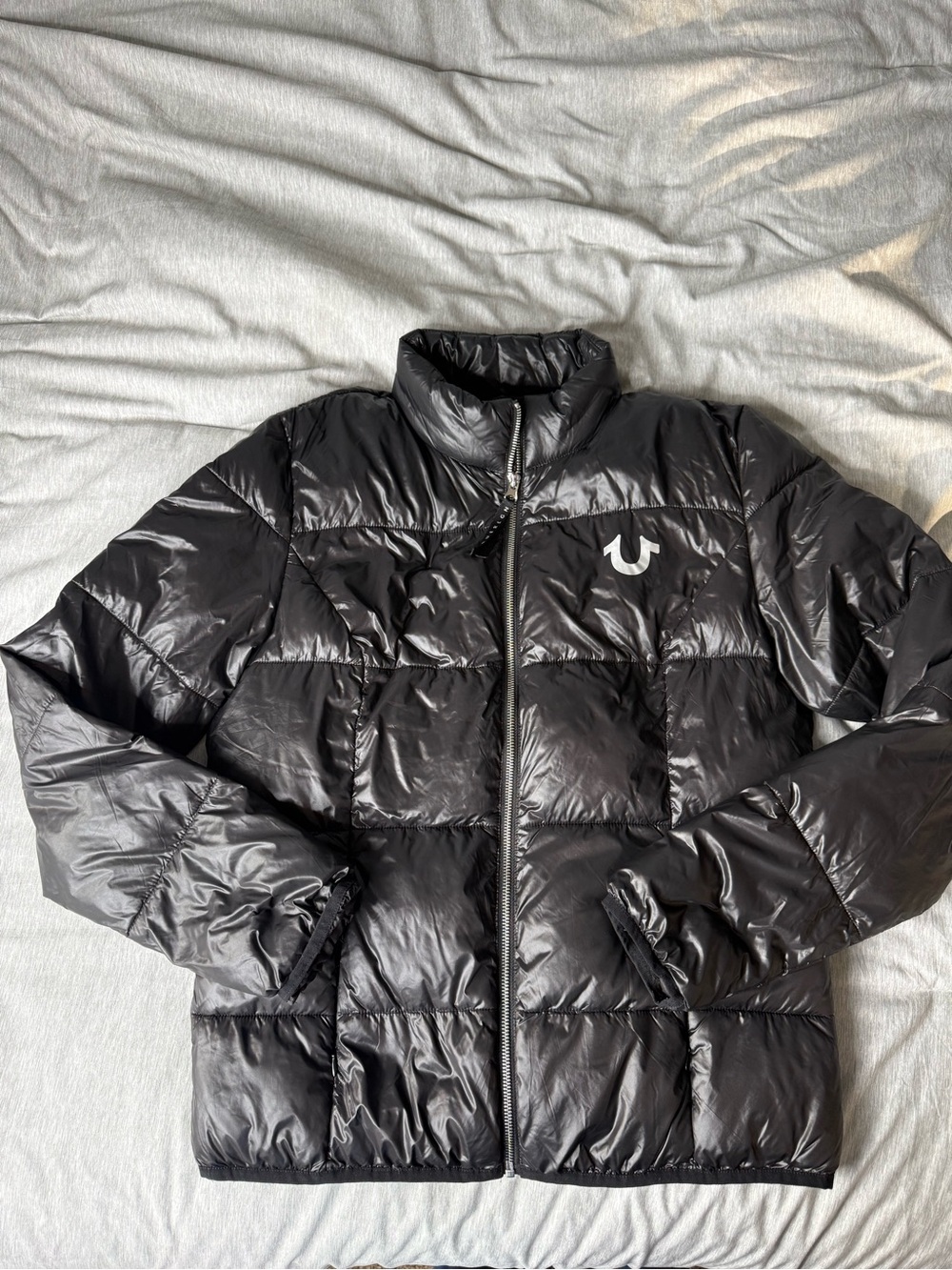 True Religion Black Quilted Shiny Puffer Jacket - Men's